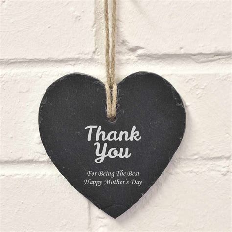 Personalised Hanging Heart Slate Thank You T