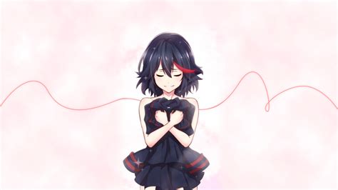 Illustration Simple Background Anime Anime Girls Short Hair Smiling Black Hair Kill La