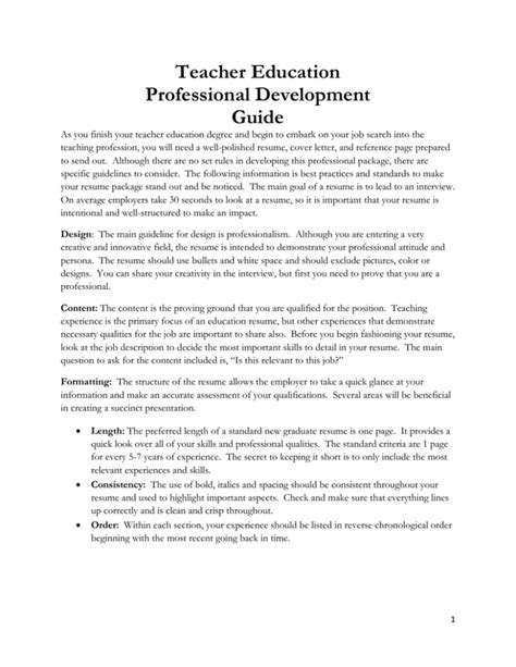 Teacher Education Professional Development Guide