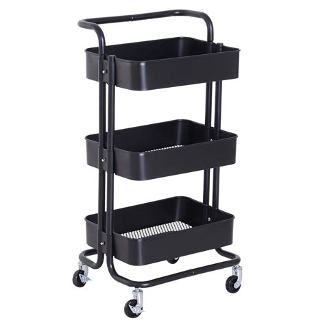 3 Tier Rolling Cart All Purpose Utility Cart Storage Cart Trolley On