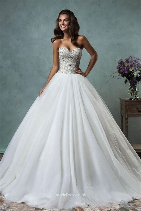 Strapless Sweetheart Sparkly Beaded Tulle Ball Gown