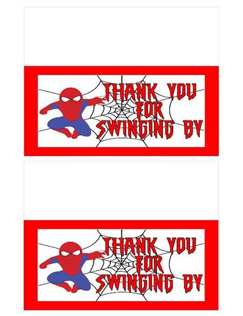 Diy Party Mom Spiderman Thank You Printable Bag Topper