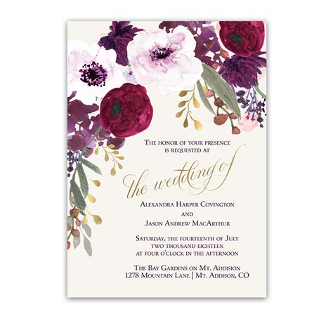 Deoci.com > vector templates > vector greeting card > purple blue wedding invitation graphic design cdr templates. Floral Wedding Invitations Bohemian Purple Wine Flowers