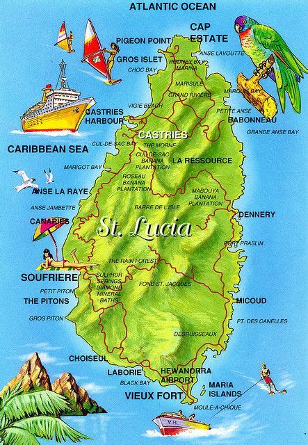 Postcard Map Of St Lucia A Photo On Flickriver St Lucia Island St