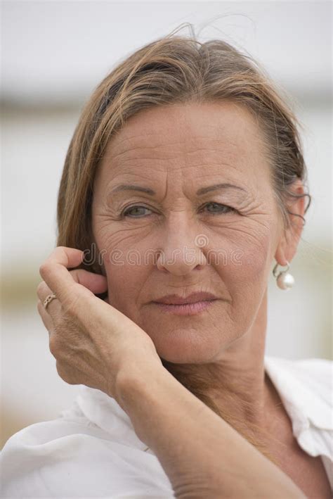 Beautiful Relaxed Mature Woman Outdoor Stock Photos Free