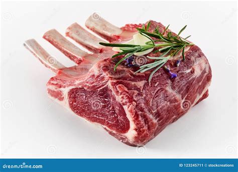 Single Portion Rack Of Lamb With Bone In Chops Stock Image Image Of