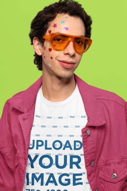 Placeit Mockup Of A Man With Face Stickers Wearing A Bucket Hat