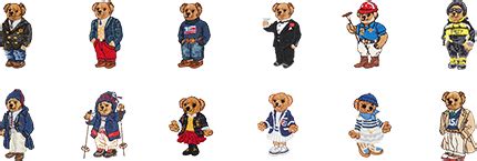 Two rows of Polo Bear embroidery options png image