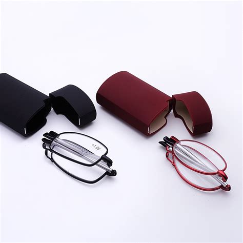 portable folding reading glasses rotation eyeglasses case fashion pocket presbyopic vintage