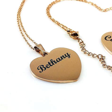 Rose Gold Tone Personalized Laser Engraved Heart Shaped