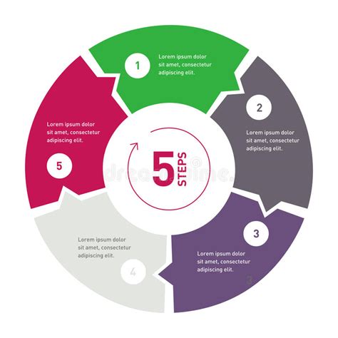 5 Step Process Circle Infographic Template For Diagram Annual Report