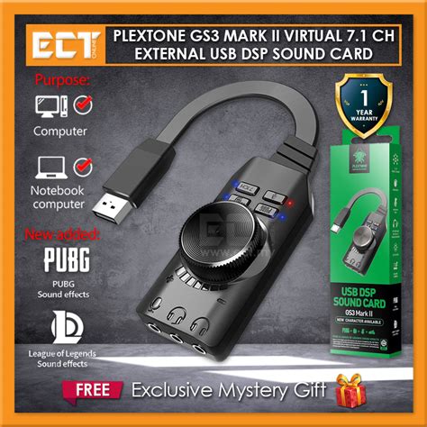 Plextone Gs Mark Ii Virtual Channel External Usb Sound Card Adapter Converter With Dsp