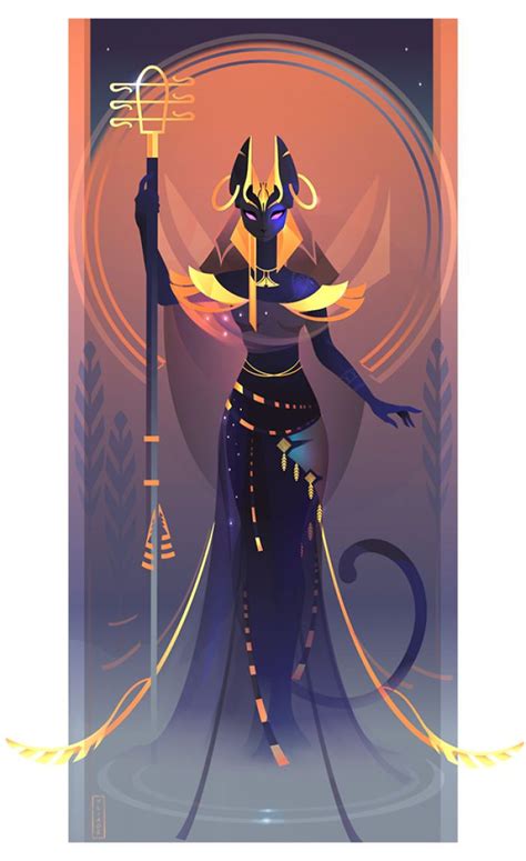 beautiful illustrations of ancient egyptian gods and goddesses by yliade 1 bastet goddess of