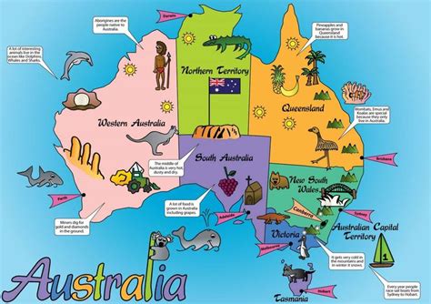 Cute Map Australia For Kids Australia Map Australian Maps