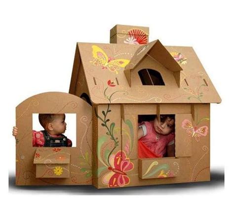Re Purpose Little House Made From Cardboard Boxes