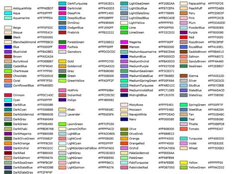 Color Scheme List Of All Colors Colour Names List Colors Name In