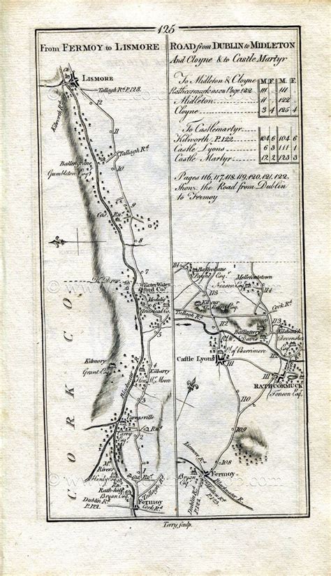 1778 Taylor And Skinner Antique Ireland Road Map 125126 Fermoy Etsy