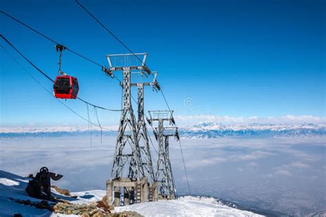 Gandola Cable Car In Gulmarg Kashmir India During Winter Season