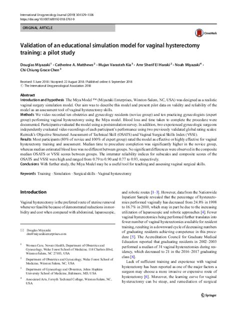 Pdf Validation Of An Educational Simulation Model For Vaginal