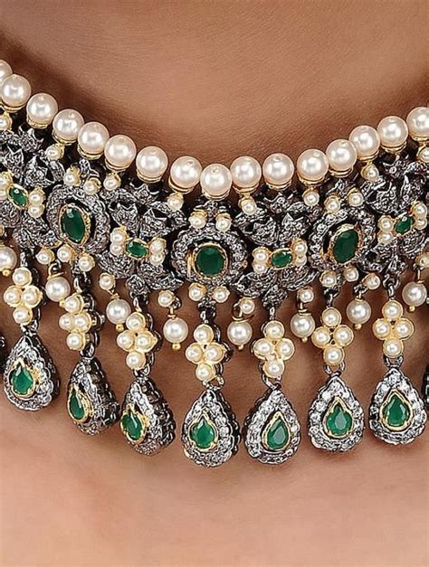 Sabyasachi Inspired Emerald Green Victorian Polki And Pearls Etsy In