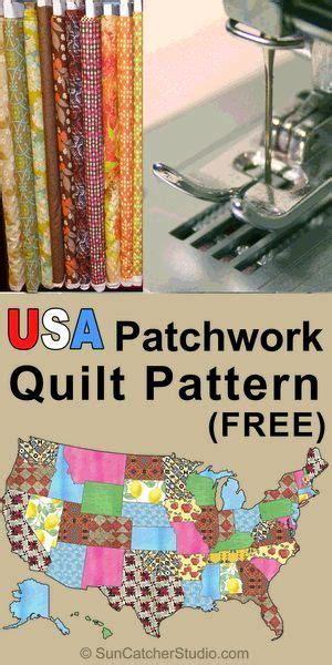 Usa Patchwork Map Quilt Pattern Diy Stencils To Create United States