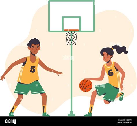 Baloncesto Deportivo Para Niños Diseño Plano Con Divertido Juego De Pelota Para Niños Aislado