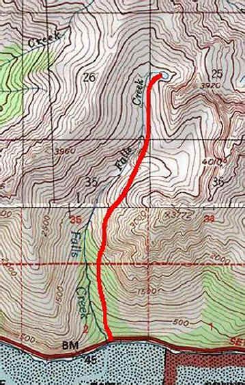 Falls Creek Trail Falls Creek Trail Topo Map