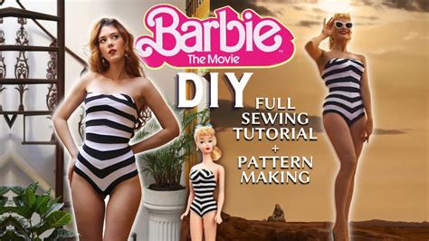 DIY BARBIE STRIPED ONE PIECE SWIMSUIT FROM THE NEW BARBIE MOVIE