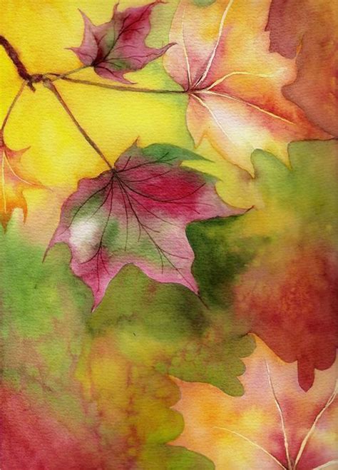 Watercolor Artist Fall Leaves Study Watercolor Watercolor Artist