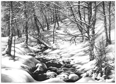 Winter Wonderland Landscape Drawings Winter Landscape Landscape Sketch