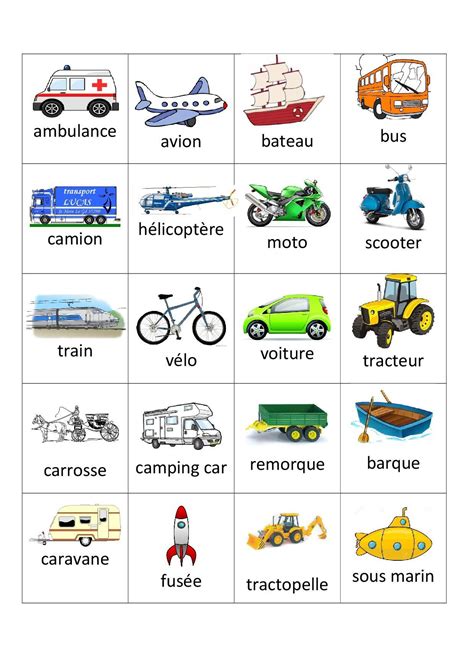 An Image Of Different Types Of Cars And Trucks In English Or French