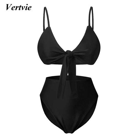 Vertvie Sexy Swimwear Bikini 2018 Padded Knotted Bikini Big Bust Women Swim Wear High Waist