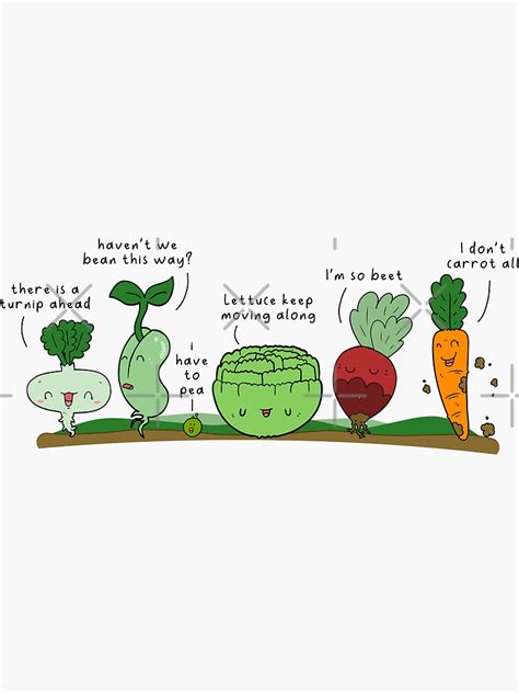 Vegetable Puns With Veggies On A Trail Sticker For Sale By VileVegan Redbubble