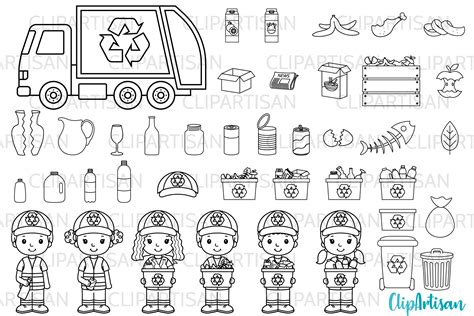 Recycling Clip Art Digital Stamps Graphic By Clipartisan · Creative Fabrica
