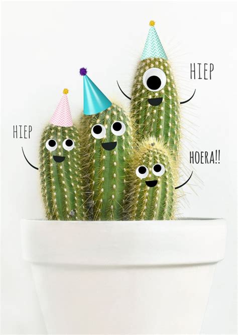 Verjaardagskaart Met Vrolijke Cactussen Met Kaartje2go