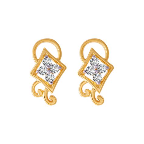 Buy Gold Clip On Diamond Earrings Online Pc Chandra Stud Earrings
