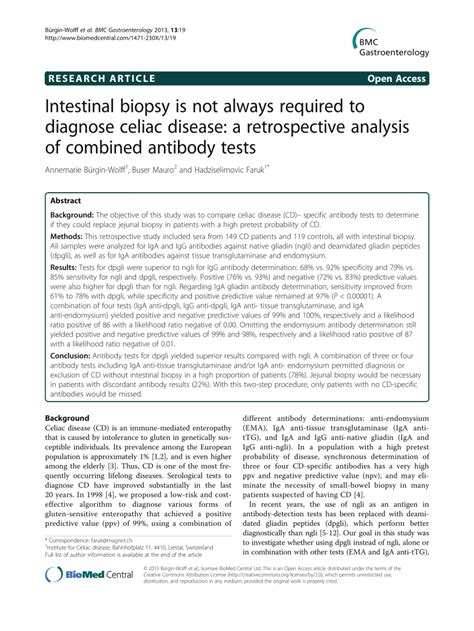 Pdf Intestinal Biopsy Is Not Always Required To Diagnose Celiac