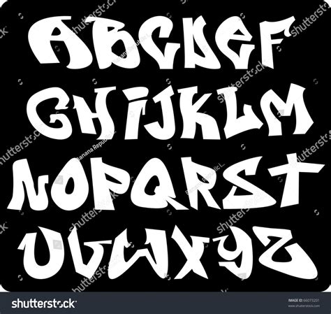 Graffiti Font Alphabet เวกเตอร์สต็อก ปลอดค่าลิขสิทธิ์ 66073201