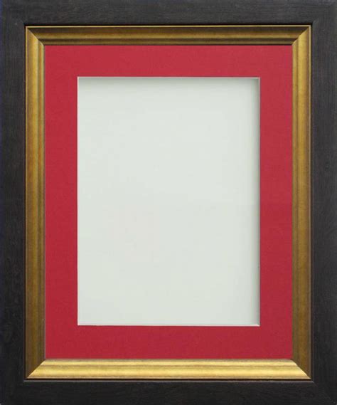 Thompson Black With Gold Inset 24x16 Frame With Red Mount Cut For Image Size