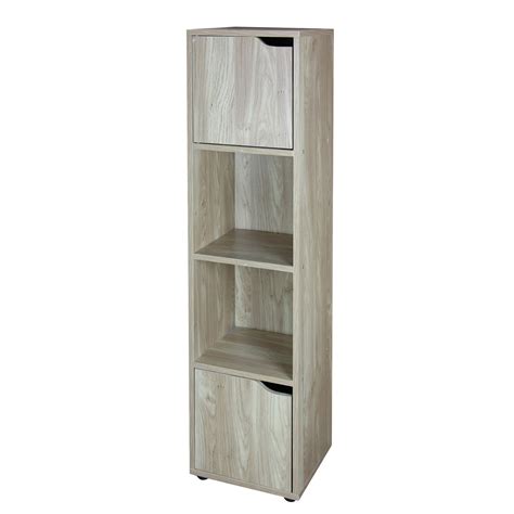 Home Basics 4 Cube Wood Storage Shelf With Doors Natural