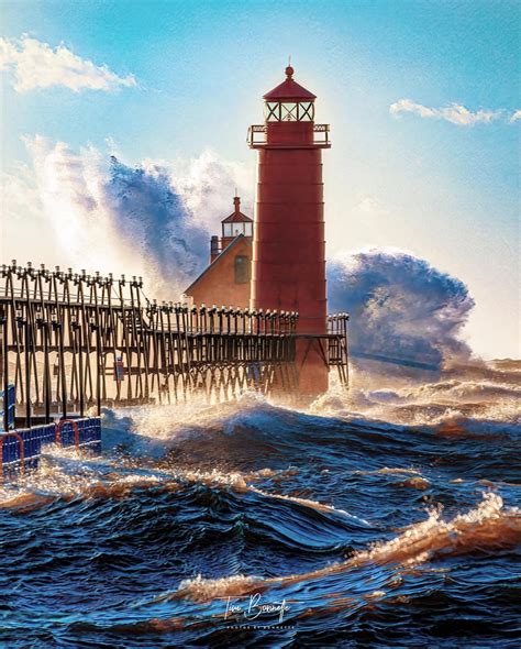 Grand Haven South Pier And Lighthouses Michigan