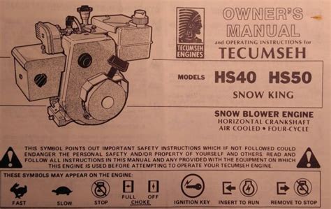 Tecumseh Engine Hor Hs40 Hs50 Walk Behind Snow King Thrower Blower