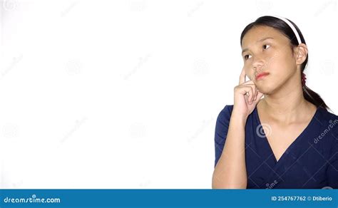 Teen Girl Making A Decision Meme Isolated On White Stock Photo Image