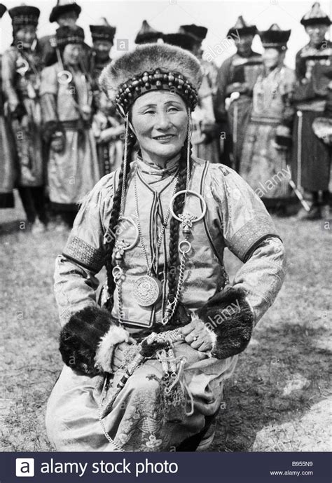 A Buryat Woman In Her Folk Costume Stock Photo Alamy