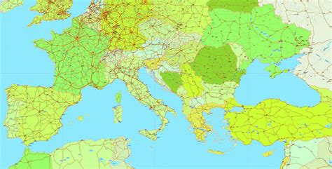 Europe Map Place Mats Europe Map Map Political Map Digital Modern Map