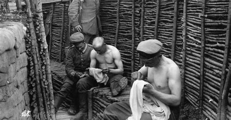 Soldiers Picking Lice From Clothes World War I Trench Warfare