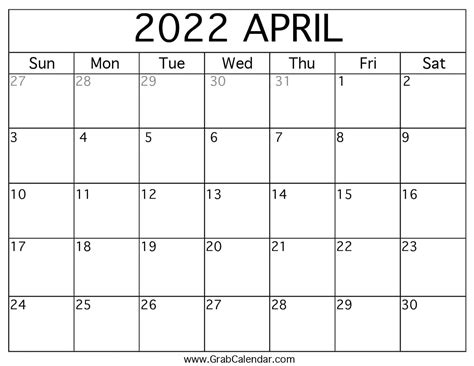 Free Printable April 2022 Calendars Wiki Calendar April 2022