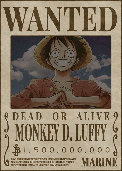 Luffy Bounty Wanted Poster Poster By Melvina Poole Displate Manga Anime One Piece One