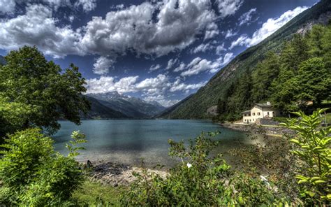 Download Wallpapers Lake Poschiavo Mountain Lake Alps Switzerland