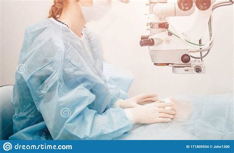 Sometimes lasik is riskier to perform when your eyes have certain physical characteristics or while lasik is usually categorized as an elective cosmetic surgery, vsp is one of the few insurance. Lasik Treatment. Laser Vision Correction. Doctor Examines Fundus In Microscope, Patient Under ...